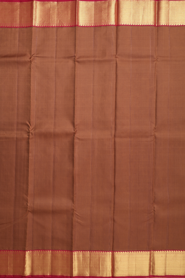 Kanchipuram Silk Saree In Brown With Chevron Border