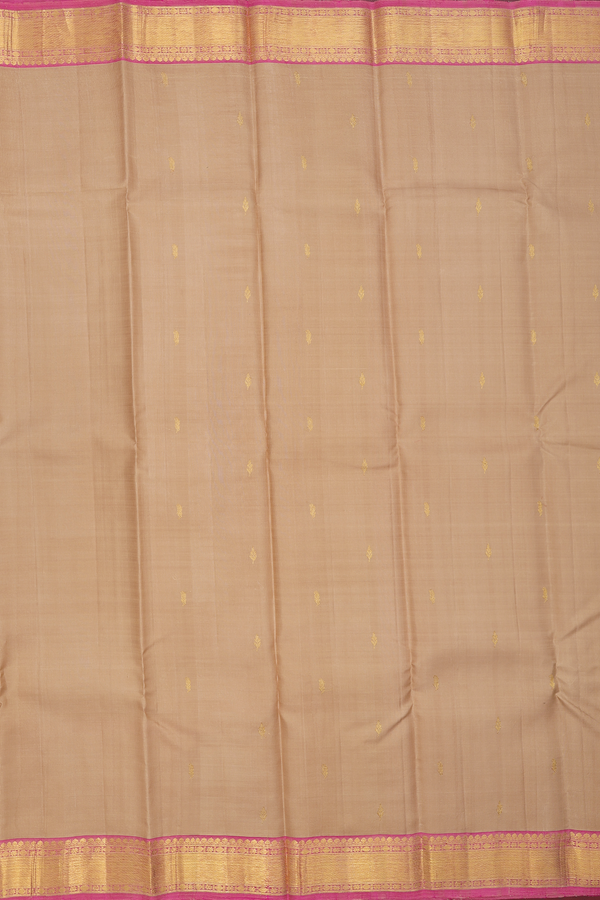 Kanchipuram Silk Saree In Brown With Floral Buttas