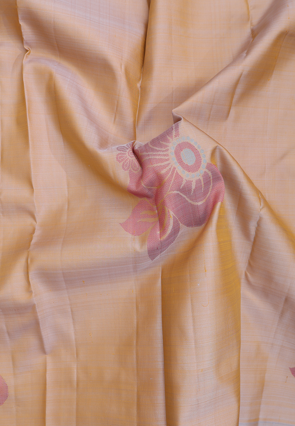 Kanchipuram Silk Saree In Brown With Floral Design