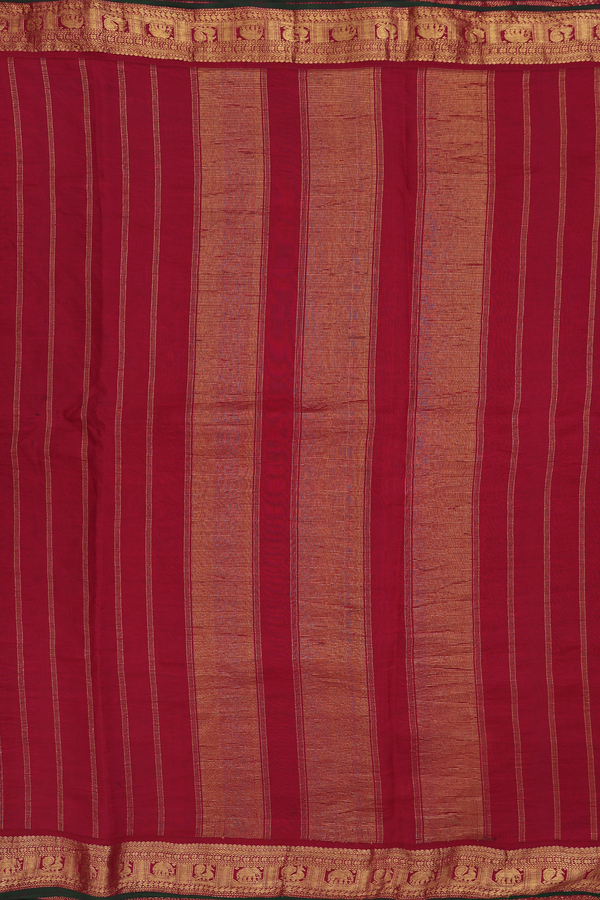 Kanchipuram Silk Saree In Brown With Hand Painted Design
