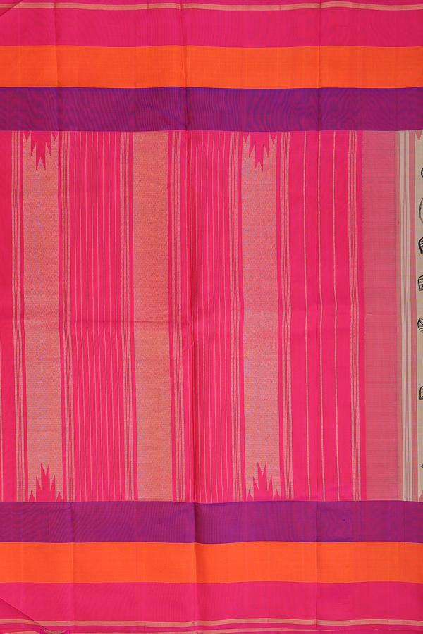 Kanchipuram Silk Saree In Brown With Leaf Design