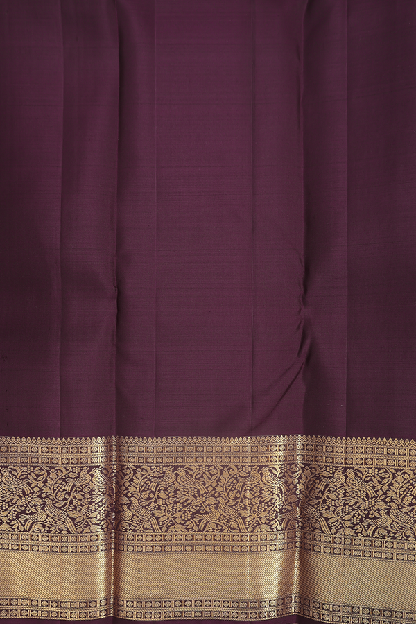 Kanchipuram Silk Saree In Brown With Peacock Buttas