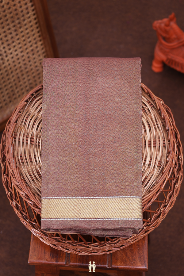 Kanchipuram Silk Saree In Brown With Twill Weave Border