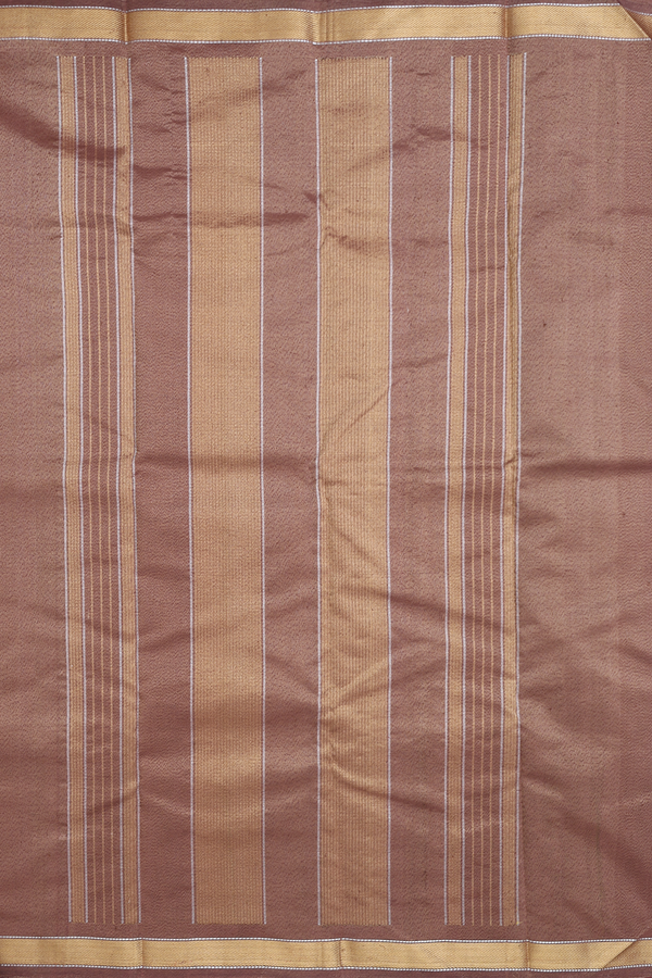 Kanchipuram Silk Saree In Brown With Twill Weave Border