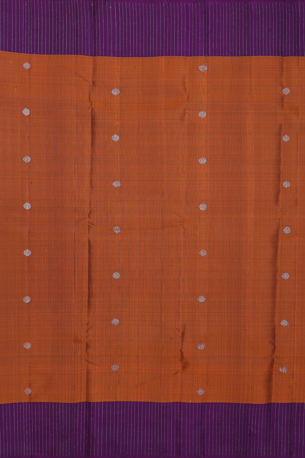 Kanchipuram Silk Saree In Brown With Zari Buttas