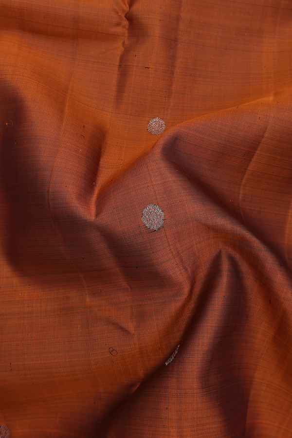 Kanchipuram Silk Saree In Brown With Zari Buttas