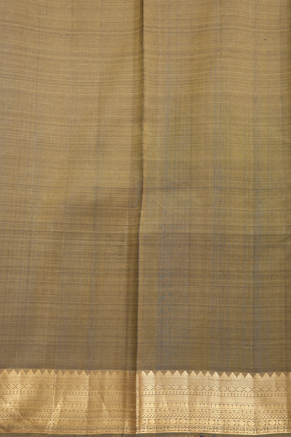 Kanchipuram Silk Saree In Brownish Green With Brocade Design