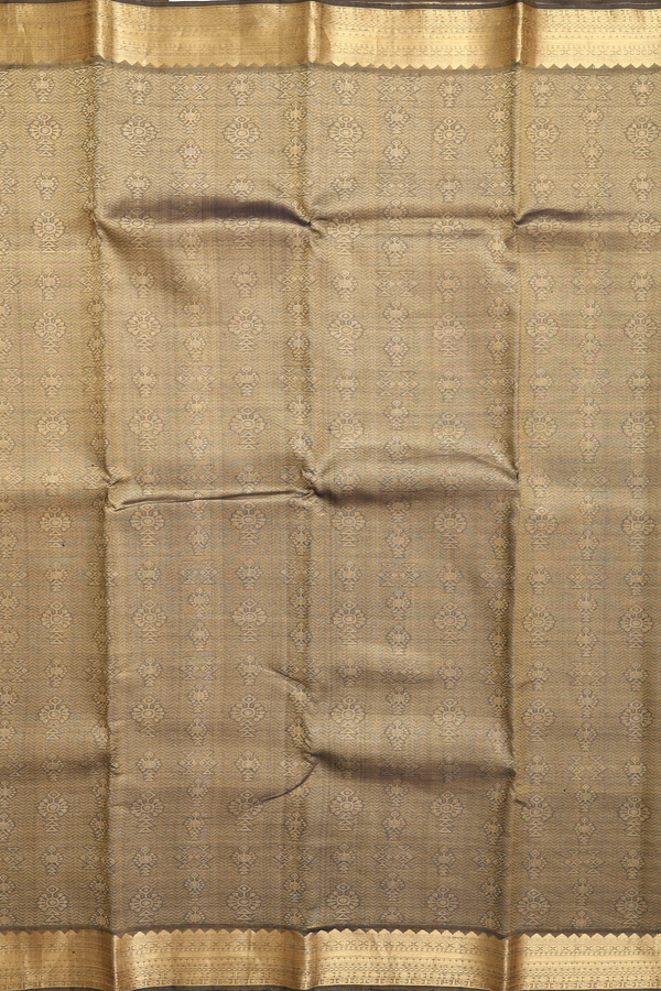 Kanchipuram Silk Saree In Brownish Green With Brocade Design
