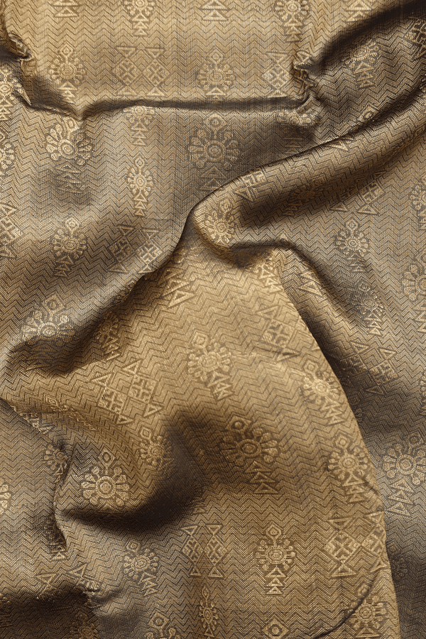 Kanchipuram Silk Saree In Brownish Green With Brocade Design