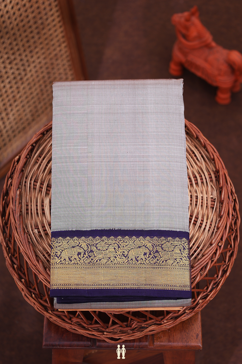 Kanchipuram Silk Saree In Brownish Grey With Contrast Border
