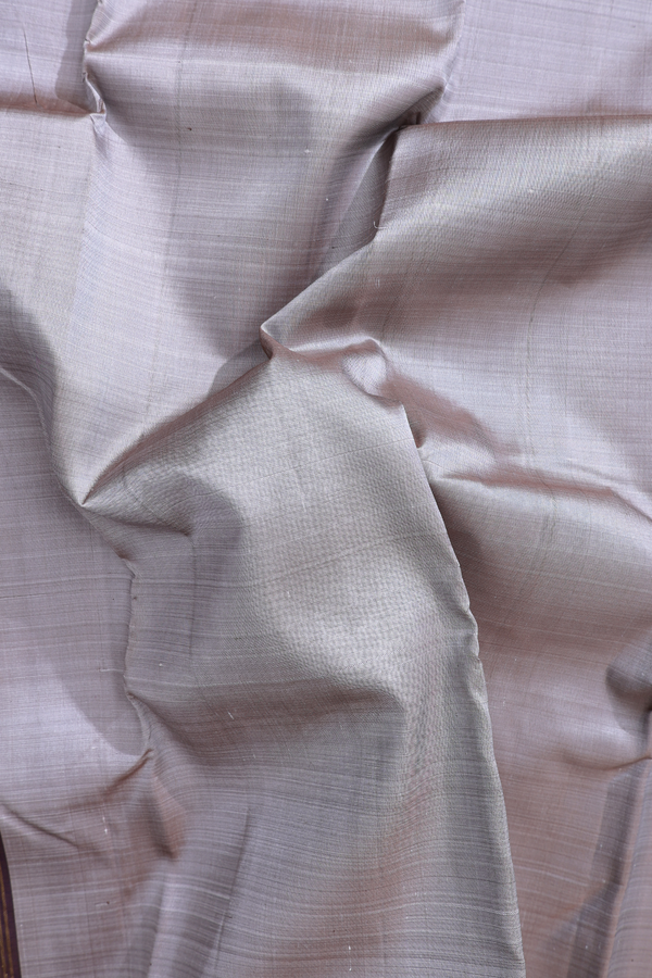Kanchipuram Silk Saree In Brownish Grey With Contrast Border