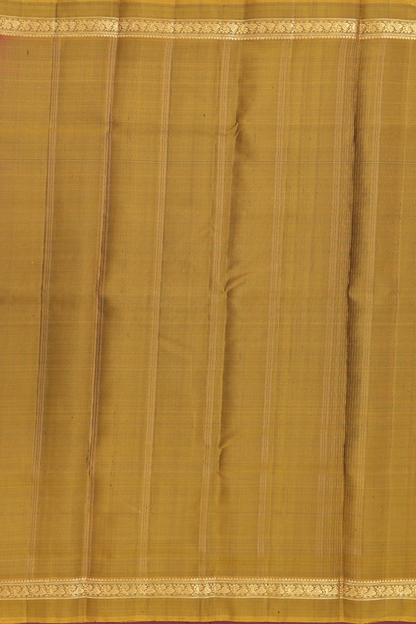 Kanchipuram Silk Saree In Brownish Red With Checks Design