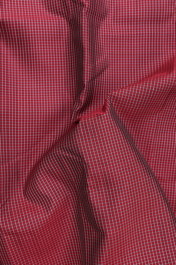 Kanchipuram Silk Saree In Brownish Red With Checks Design