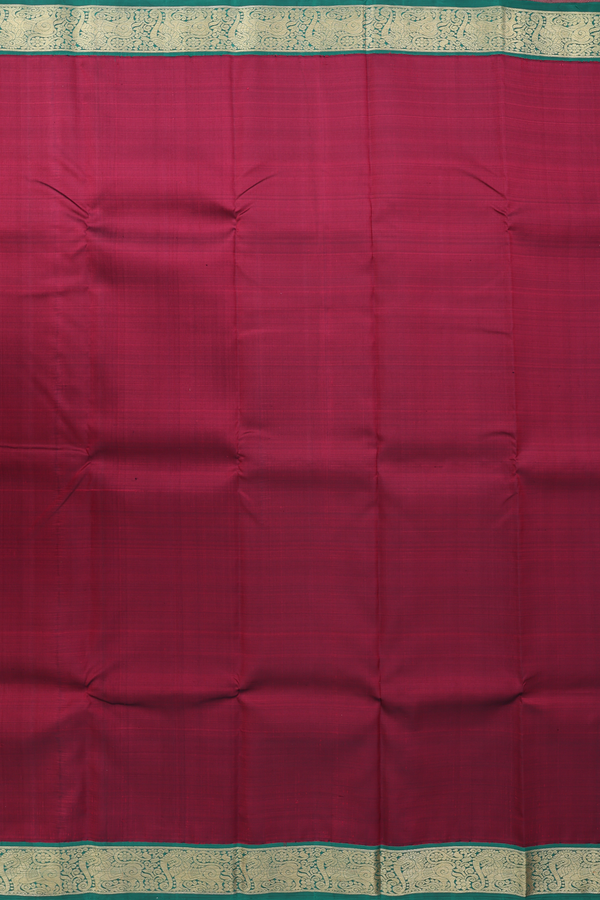 Kanchipuram Silk Saree In Burgundy Red With Contrast Border
