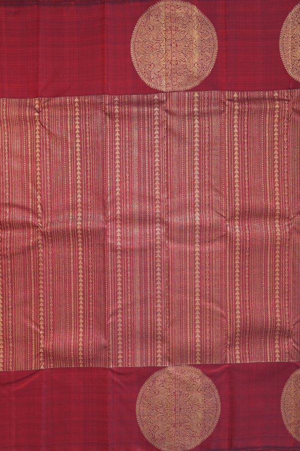 Kanchipuram Silk Saree In Burgundy Red With Brocade Design