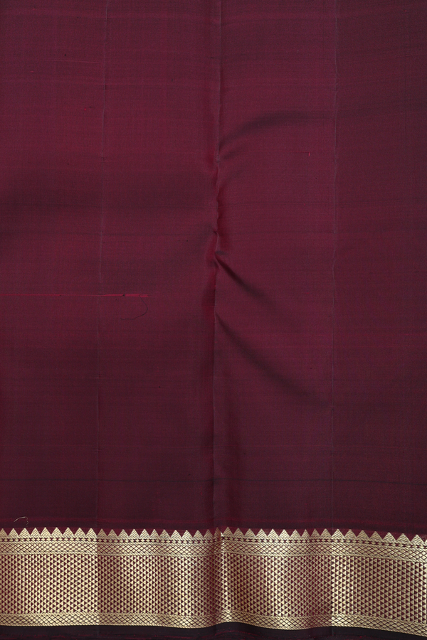 Kanchipuram Silk Saree In Burgundy Red With Checks Design