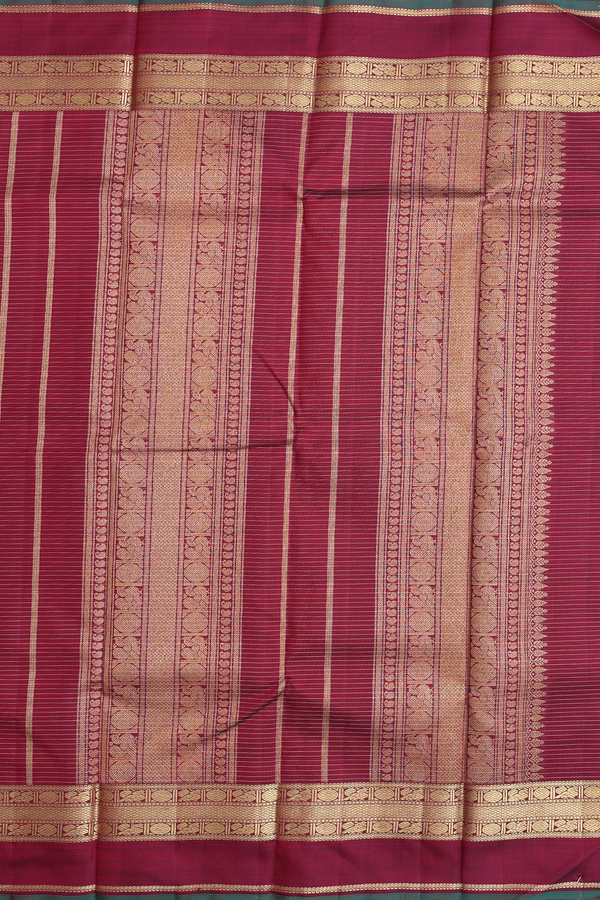 Kanchipuram Silk Saree In Burgundy Red With Checks Design