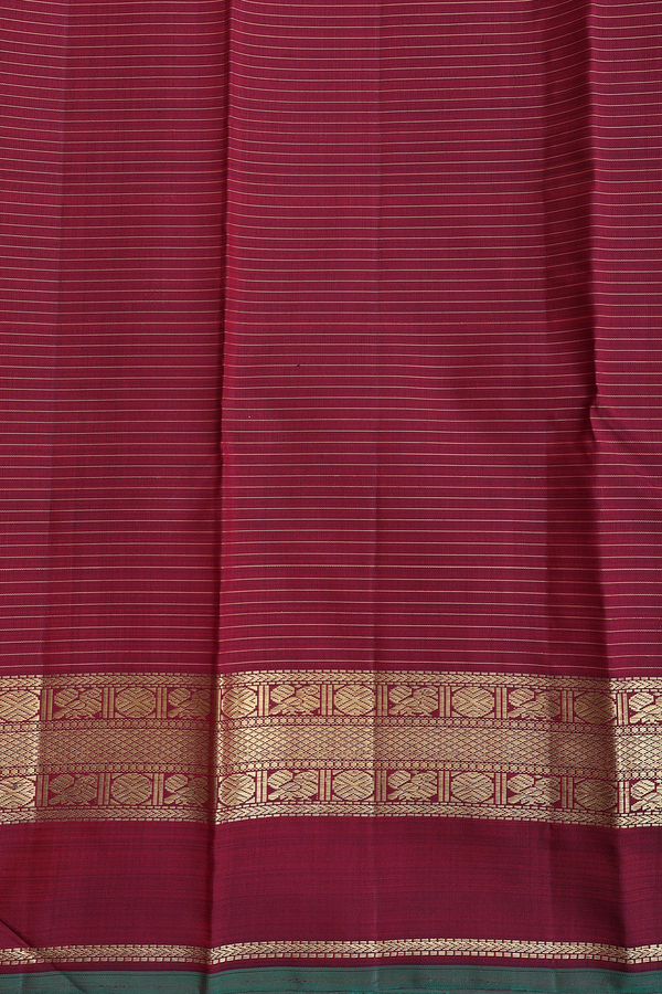 Kanchipuram Silk Saree In Burgundy Red With Checks Design