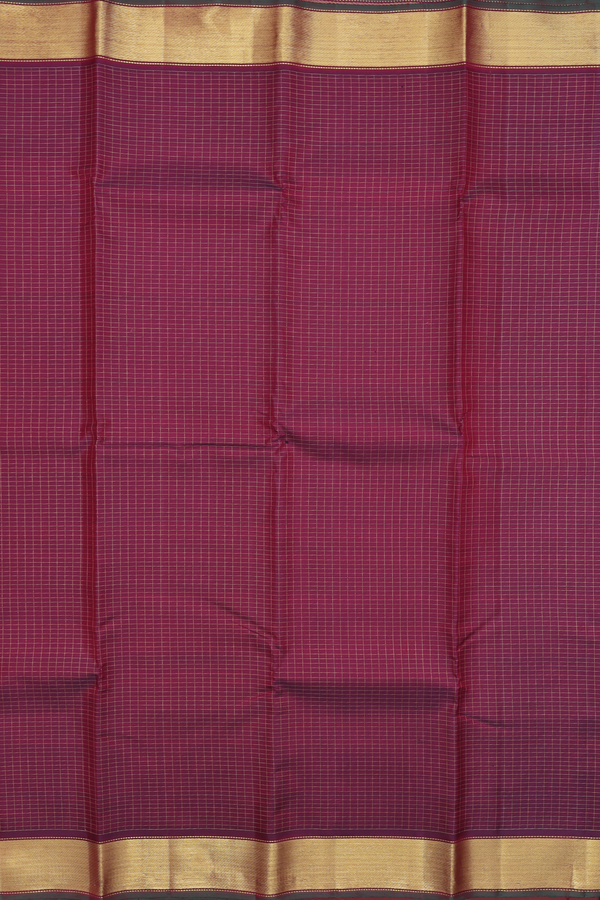Kanchipuram Silk Saree In Burgundy Red With Checks Design