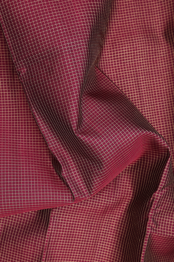 Kanchipuram Silk Saree In Burgundy Red With Checks Design