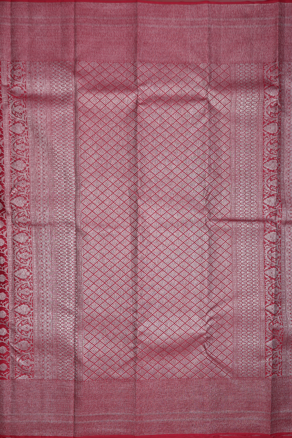 Kanchipuram Silk Saree In Burgundy Red With Floral Design