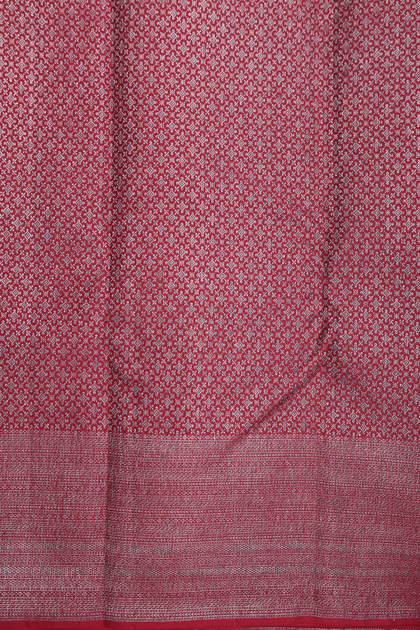 Kanchipuram Silk Saree In Burgundy Red With Floral Design