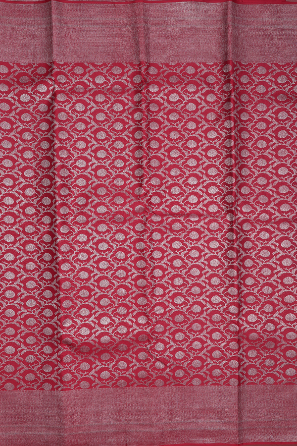Kanchipuram Silk Saree In Burgundy Red With Floral Design