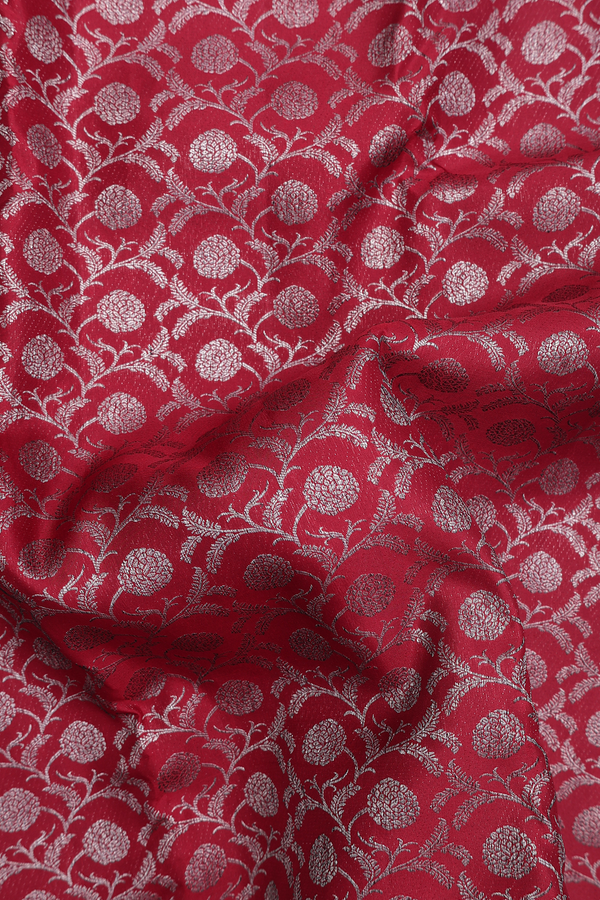 Kanchipuram Silk Saree In Burgundy Red With Floral Design