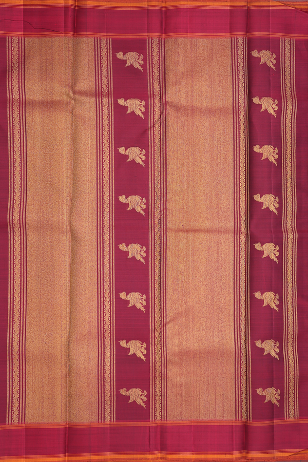 Kanchipuram Silk Saree In Burgundy Red With Jacquard Pattern
