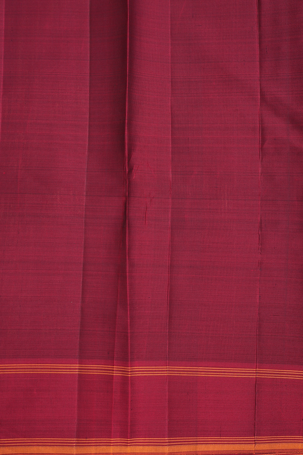 Kanchipuram Silk Saree In Burgundy Red With Jacquard Pattern