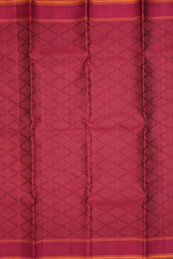 Kanchipuram Silk Saree In Burgundy Red With Jacquard Pattern