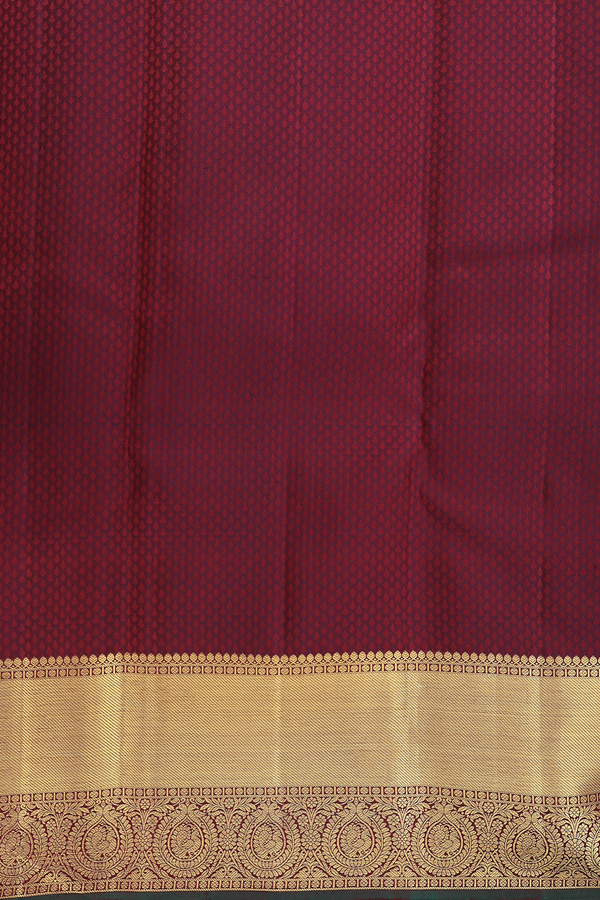 Kanchipuram Silk Saree In Burgundy Red With Jacquard Pattern