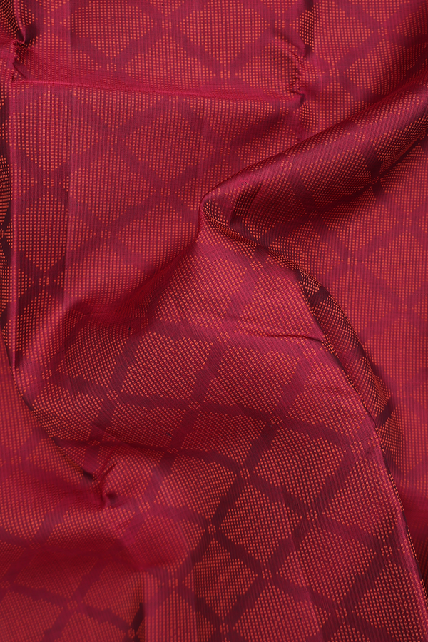 Kanchipuram Silk Saree In Burgundy Red With Jacquard Pattern
