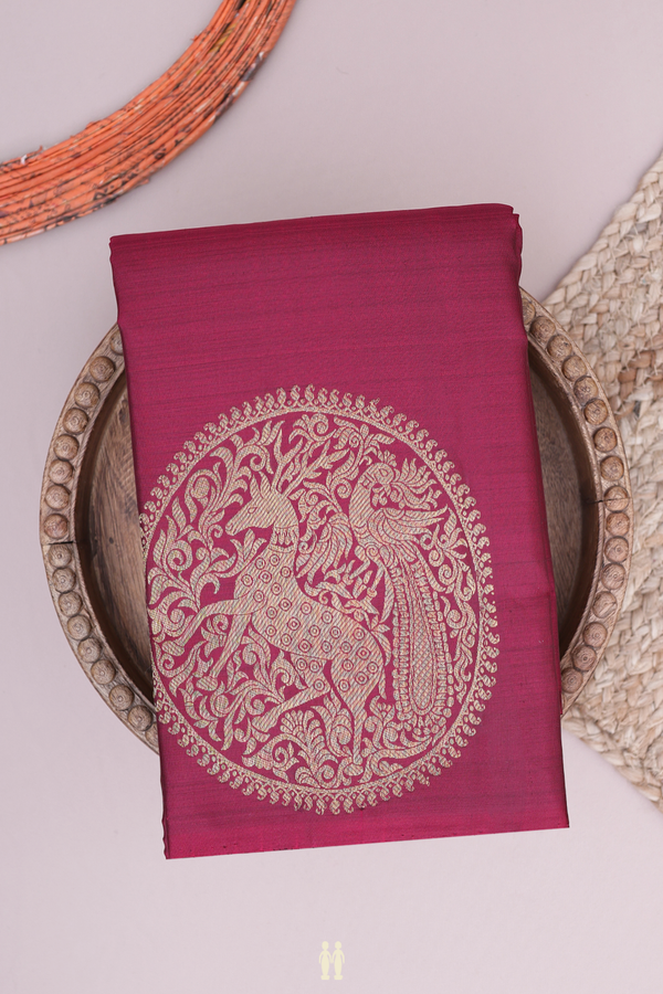 Kanchipuram Silk Saree In Burgundy Red With Mandala Design