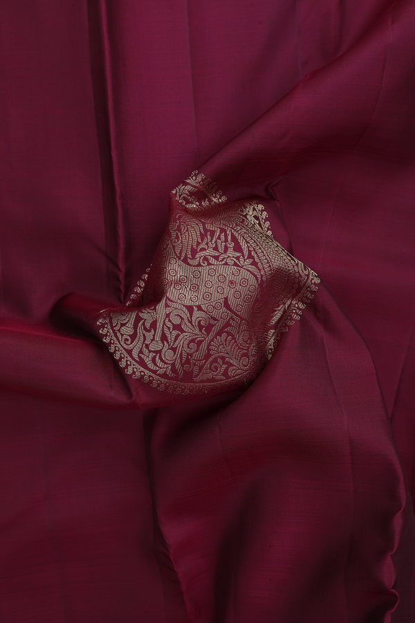 Kanchipuram Silk Saree In Burgundy Red With Mandala Design