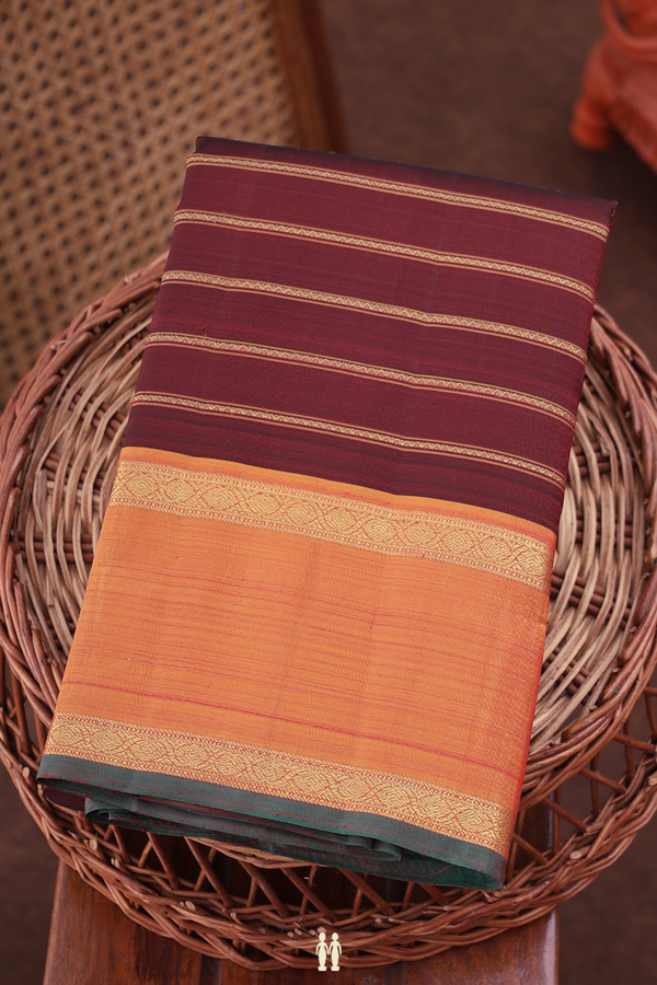 Kanchipuram Silk Saree In Burgundy Red With Neli Design