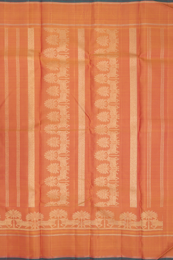 Kanchipuram Silk Saree In Burgundy Red With Peacock Buttas