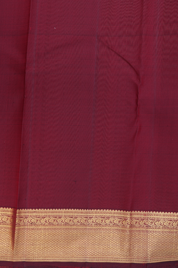 Kanchipuram Silk Saree In Burgundy Red With Peacock Buttas