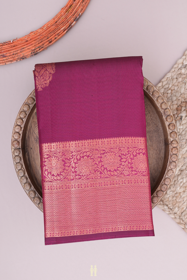 Kanchipuram Silk Saree In Burgundy Red With Peacock Motifs
