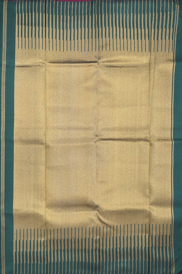 Kanchipuram Silk Saree In Burgundy Red With Step Border