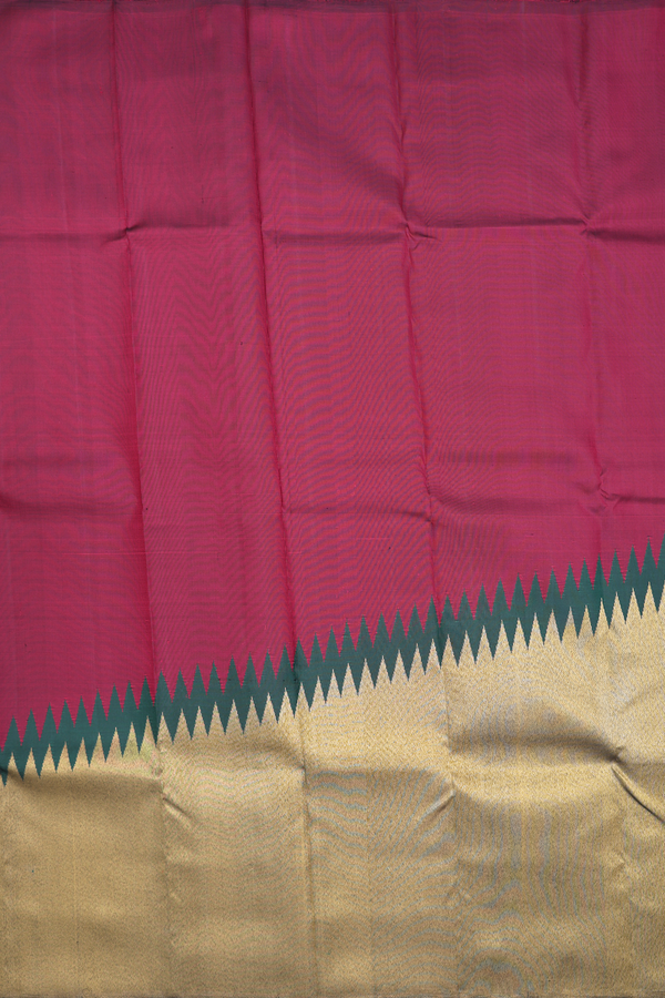 Kanchipuram Silk Saree In Burgundy Red With Step Border