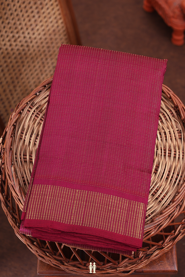 Kanchipuram Silk Saree In Maroon With Stripes Design