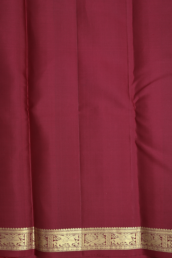 Kanchipuram Silk Saree In Burgundy Red With Stripes Design