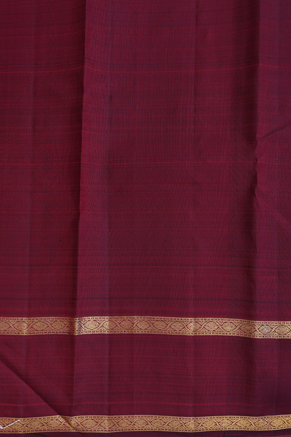 Kanchipuram Silk Saree In Burgundy Red With Stripes Design