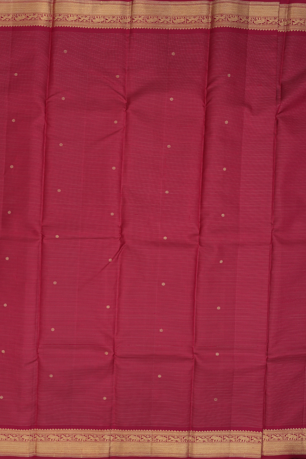 Kanchipuram Silk Saree In Burgundy Red With Stripes Design