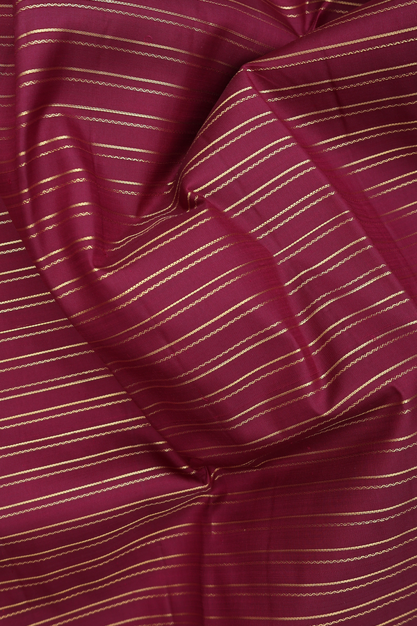 Kanchipuram Silk Saree In Burgundy Red With Stripes Design
