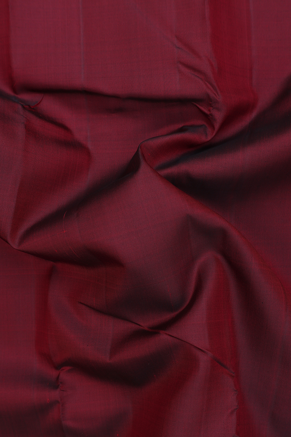 Kanchipuram Silk Saree In Burgundy Red With Temple Border