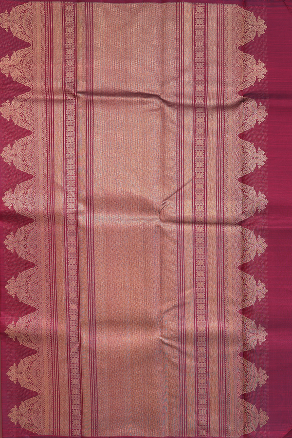 Kanchipuram Silk Saree In Burgundy Red With Zari Buttas