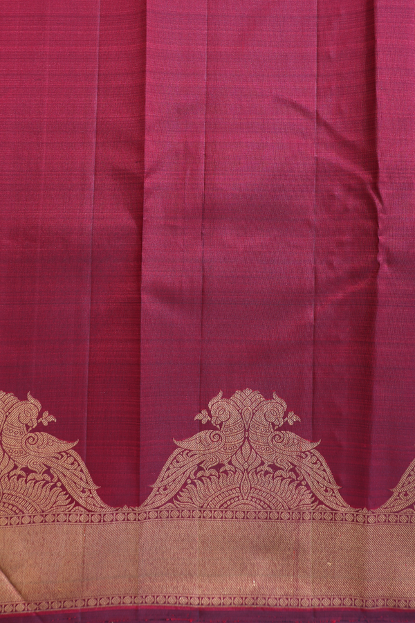 Kanchipuram Silk Saree In Burgundy Red With Zari Buttas