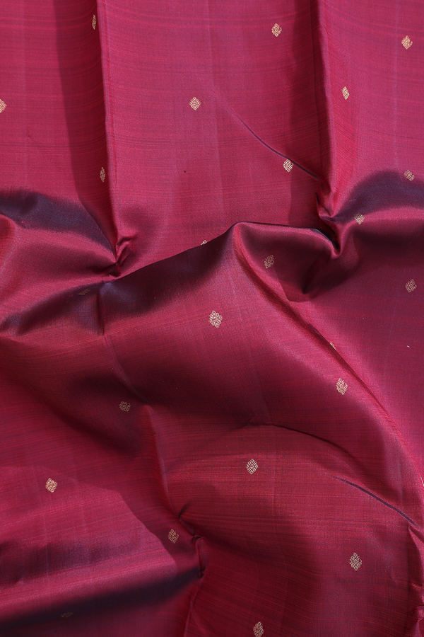 Kanchipuram Silk Saree In Burgundy Red With Zari Buttas